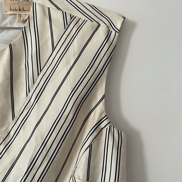 Artelier Nicole Miller Departure Stripe Cap Sleeve Silk Blouse, Sz 4 - Picture 4 of 10